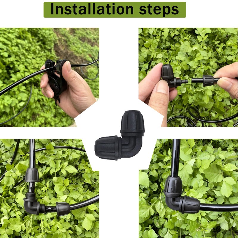 iBamso Drip Irrigation Barbed Connectors, Upgraded Drip Irrigation 90° Elbow