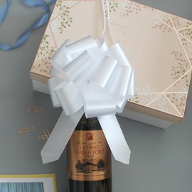 6 PCS Pull Bows,6 inches Bow for Gift Wrapping, Gift Baskets, Christmas, Wedding, and Party Deco (White)