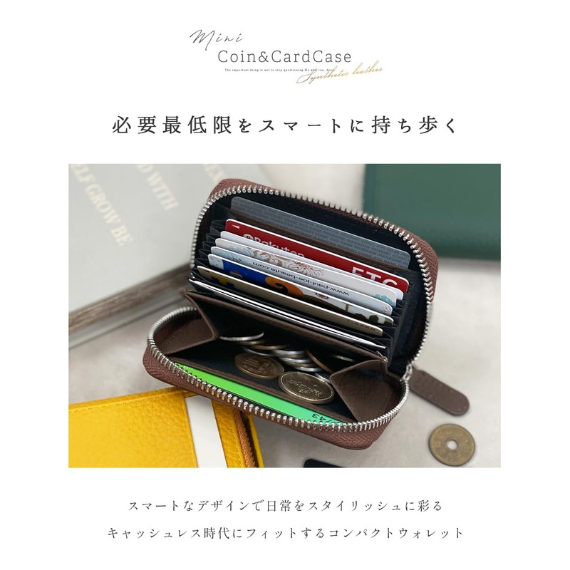 Giselle Card Case, Genuine Leather, Large Capacity, Compact, Bifold Wallet,