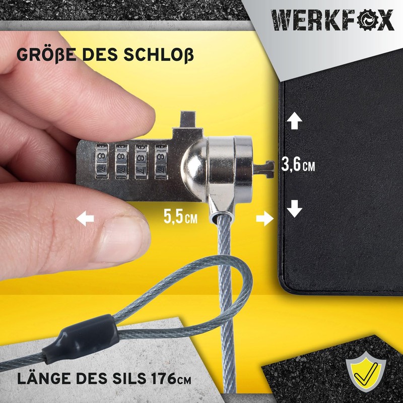 GOODS+GADGETS Cable Lock Steel Cable Kensington Combination Lock for Computer