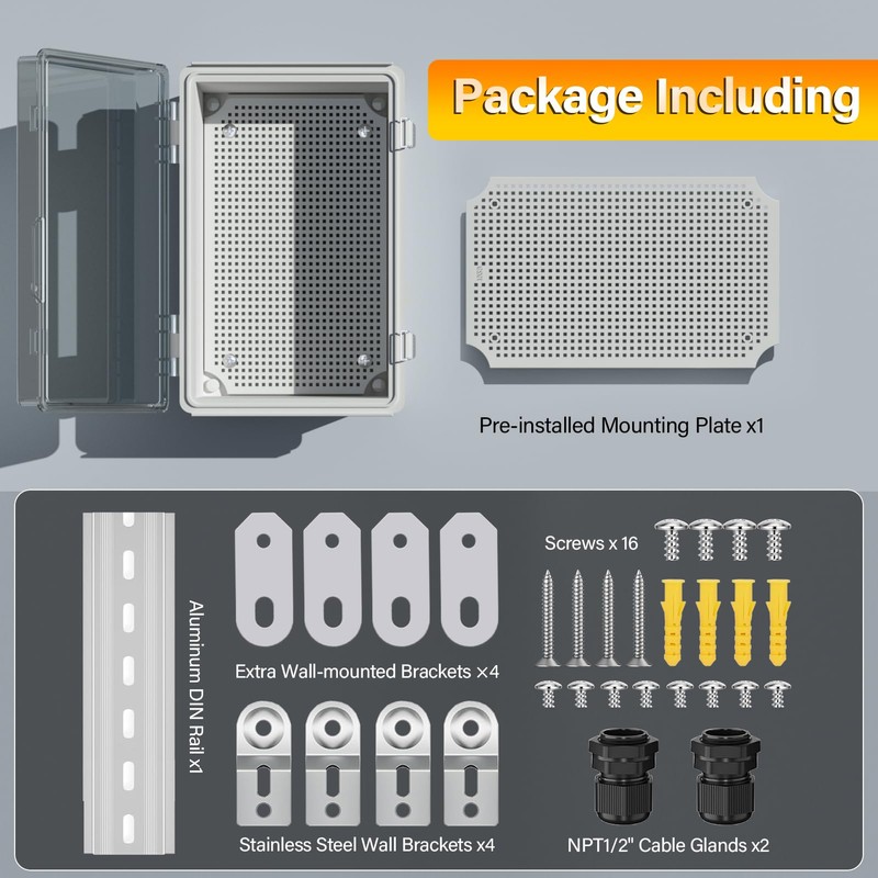 BSEED Waterproof Electrical Junction Box, Outdoor Enclosure with Hinged Cover,