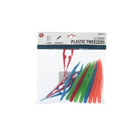 SE 4" Assorted Color Plastic Tweezers (12 Count) - 364PT12