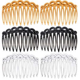 6 PCS French Side Combs,Hair Combs for Women French Hair Comb Women Hair Comb Accessories Plastic Twist Decorative Comb Hair Clips Bridal Wedding Veil Teeth Hair Combs for Multiple Hairstyles Women