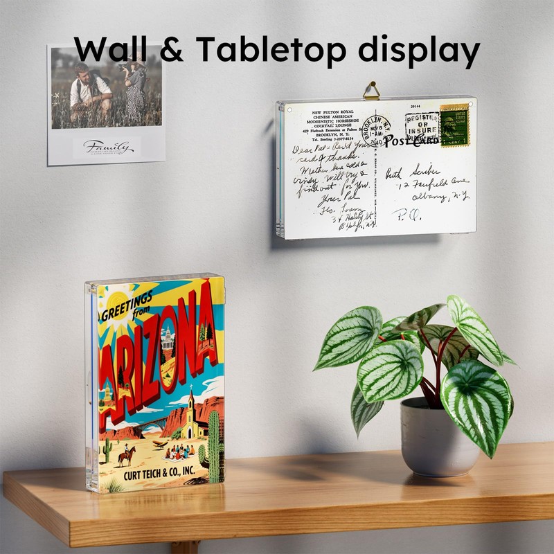 AITEE 4x6 Acrylic Postcard Frames 3 Pack: 20% Thicker Block,