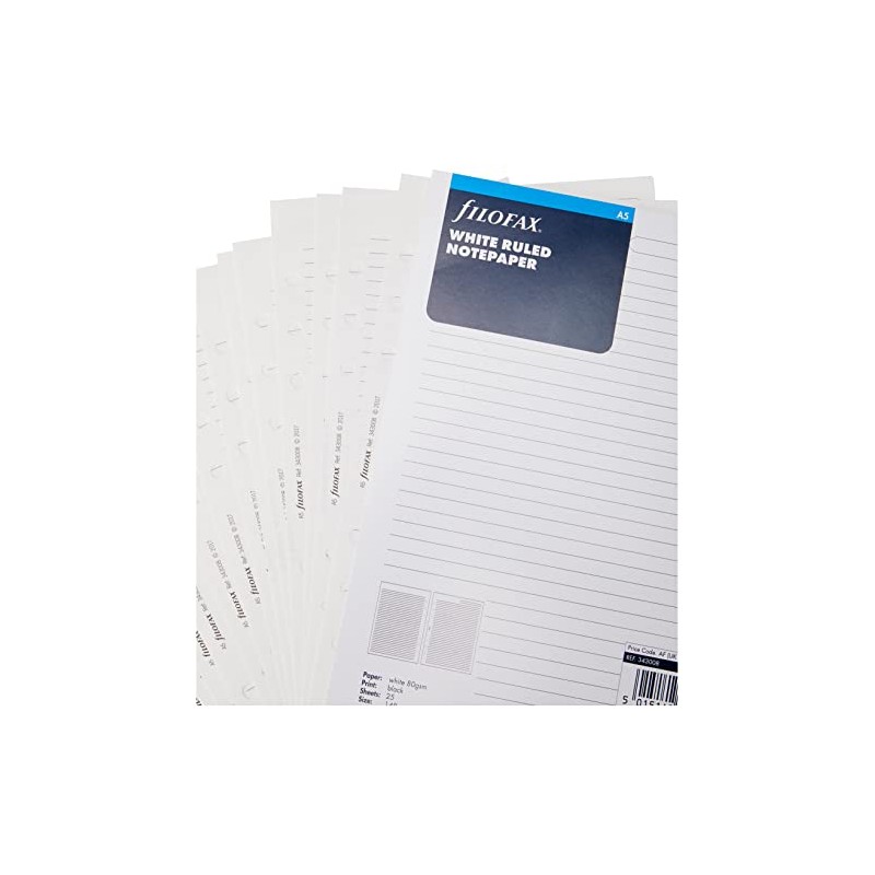 Filofax A5 Ruled Notepaper - White