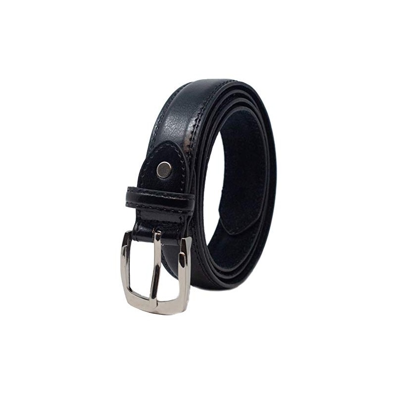 Mens Classic 28mm Leather Lined Suit Belt in Black -