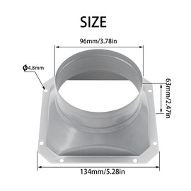 Rrina Dryer Vent Wall Plate 4Inch Metal Air Duct Connector Flange Panel Inlet Outlet Exhaust Fitting for Wall Ceiling Heating Cooling Ventilation Pipe (Square)