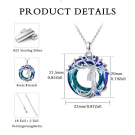 TRISHULA Crystal Chain 925 Sterling Silver Axolotl / Cats / Mother and Daughter Pendant Necklace Crystal Jewellery Gifts for Girls Daughter Sister Birthday, Crystal