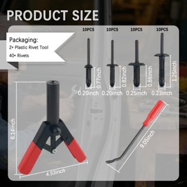 Figpade 42PCS Pop Rivet Gun Kit with Plastic Rivets,Pop Rivet Tool with Non-Slip Handle for Quick Dismantling & Installing Rivets,Professional Plastic Rivets Tools Kits Including 4 Sizes Fasteners