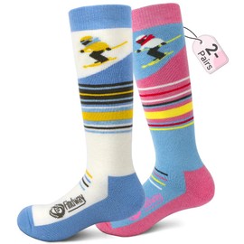 findway Kids Ski Socks Merino Wool (2 or 3 Pairs) Winter Warm Socks,Snowboarding Thermal Socks for Boys Girls 3-16 Years