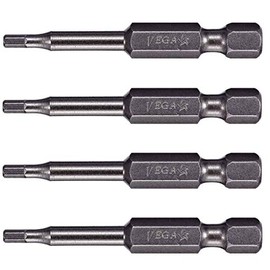 VEGA 7/64" Hex Power Bits. Professional Grade ¼ Inch Hex Shank 7/64", 2 Inch Power Bits. 150H0764A-4 (Pack of 4)