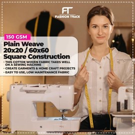 Fashion Track Light Blue Fabric Cotton by The Metre UK - 58 Inches / 147.5 cm Wide - 100% Cotton Fabric Plain - 60 Square - Available in 20 Colours and 5 Sizes (1 Metre, Light Blue)