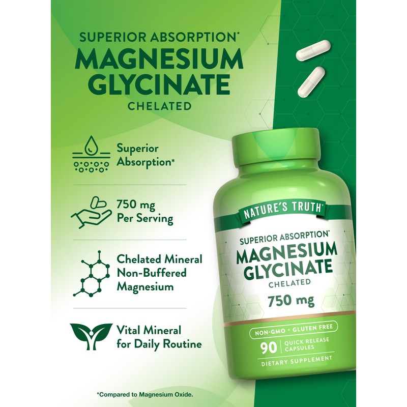 Nature's Truth Magnesium Glycinate Capsules | Supplement for Adults |