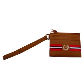 Victoria's Secret PINK Small Wallet Keychain for Women & Men, Zip Card Case, ID Card Holder, Slim Wallet Wristlet w/ Pockets (Caramel)