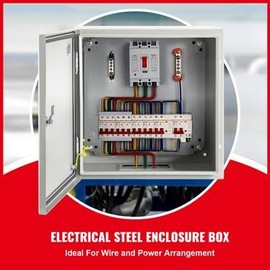 Happybuy NEMA Steel Enclosure - 20 x 20 x 6'' NEMA 4X Steel Electrical Box, IP66 Waterproof & Dustproof, Outdoor/Indoor Electrical Junction Box with Mounting Plate