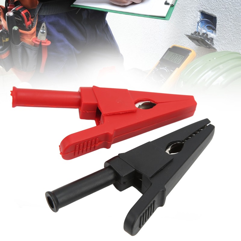 10pcs Electric Test Clip Brass Red Black 4mm/0.2in Hole 20mm/0.8in
