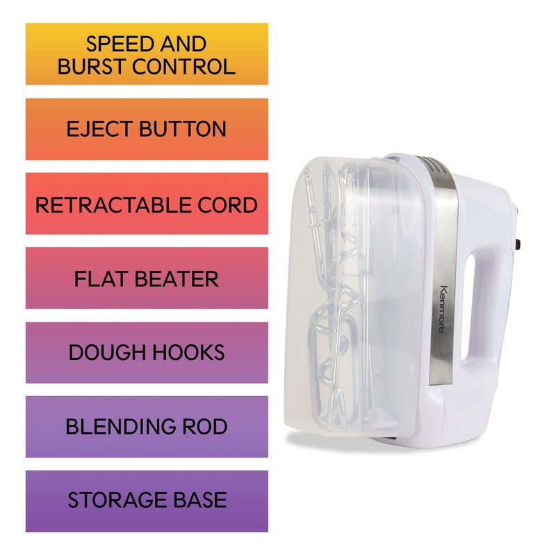 Kenmore Hand Mixer – 5 Speed Handheld Blender, Electric Egg
