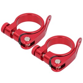 Bike Saddle Clamp, 2Pcs Aluminum Alloy Quick Release Mountain Bike Seat 35mm Clamp Clip for 30.8mm 31.6mm Seat Tube (Red)