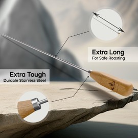 Marshmallow Sticks for Fire Pit - 34" Extra Long Roasting Smores Stick - Campfire Metal Skewers Roast Hot Dog Corn BBQ Utensil Holder Kit Outdoor Camping Accessories with Wooden Handle (10-Pack)