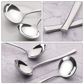 Knifefish 4 Pcs Soup Ladle Spoons, Stainless Steel Sauce Ladle, 19cm