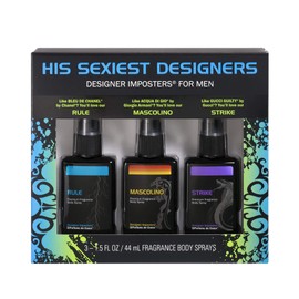 Designer Imposters¨ Fragrance Body Spray Trio Gift Set - Featuring Mascolino, Rule, and Strike, 4.5 Oz