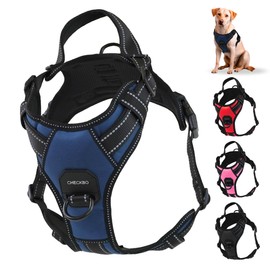 No Pull Harness for Medium Large Dogs, No Escape Harness for Medium Large Dogs, Adjustable Harness with Breathable Fabric and Control Handle, Ideal for Training and Walking (Blue, L)