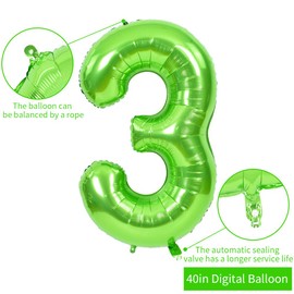 TONIFUL 40 Inch Large Green Numbers Balloons 0-9, Number 3 Digital 3 Helium Balloons, Foil Mylar Big Number Balloons for Birthday Party Anniversary Supplies Decorations