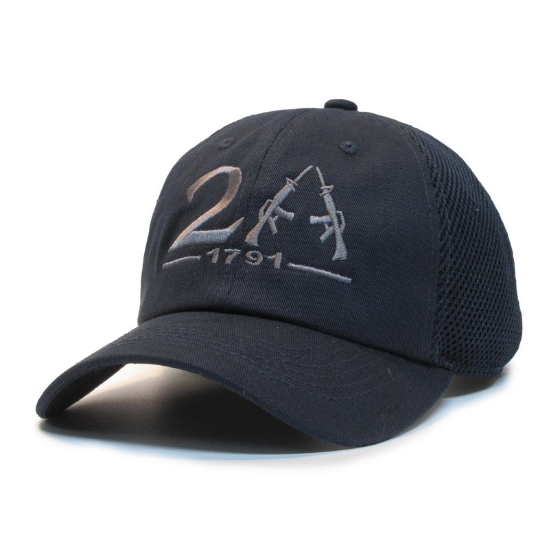 2nd Amendment 1791 American Flag 2A Hat Navy Micro Mesh