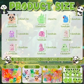 Okabay 150PCS Glow in the Dark Mini Resin Animals, Glowing Plastic Animals, Tiny Animal Figures, Mixed Luminous Small Figurines for Fairy Garden, Aquarium, Dollhouse, DIY Craft