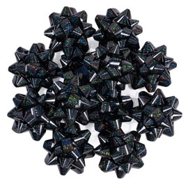 WRAPAHOLIC 4 Inch Metallic Black Gift Bow Assortment (12 Bows) for Birthday, Wedding, Christmas, Baby Shower, Bridal Showers