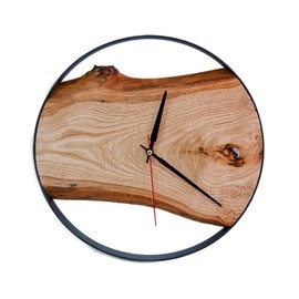 Frenask Solid Chestnut Wood Wall Clock - 14 Inches Handcrafted Wallclock from Natural Wood with Metal Ring - Unique, Silent, and Non-Ticking - 1.2 Inches in Thick Solid Wood Plate