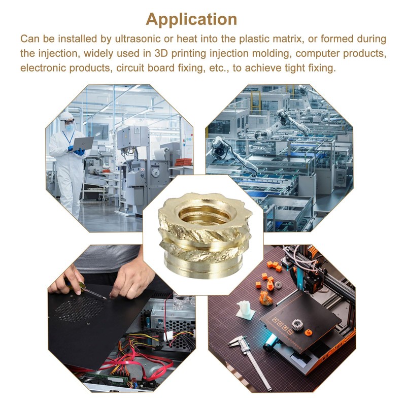 sourcing map Knurled Insert Nuts, 100pcs M3 x 3mm L