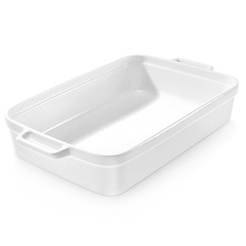 5.5 Quart Casserole Dish,Large Baking Dish Cookware,14.7x10 Inch Deep Lasagna Pan for Oven,Ceramic Bakeware for Baking, Easy to Clean, White