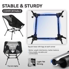 MARCHWAY Ultralight Folding Camping Chair, Heavy Duty Portable Compact for Outdoor Camp, Travel, Beach, Picnic, Festival, Hiking, Lightweight Backpacking (Black)