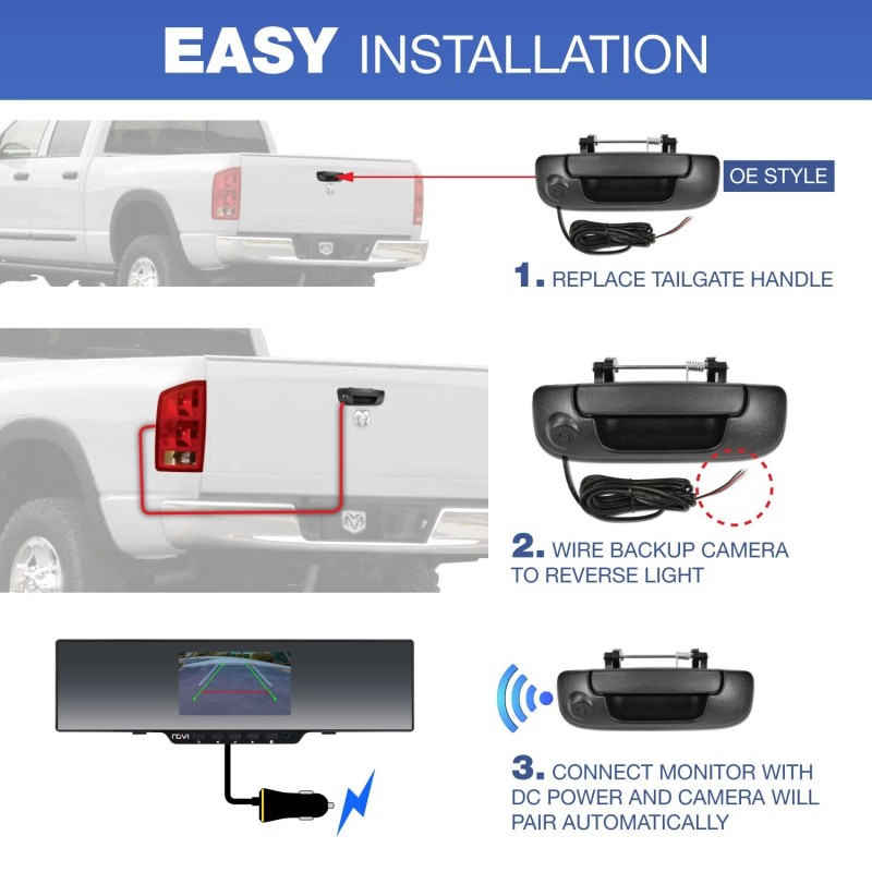Toption NEW Wireless Tailgate Camera Rear View Backup Cam~02~08 Dodge