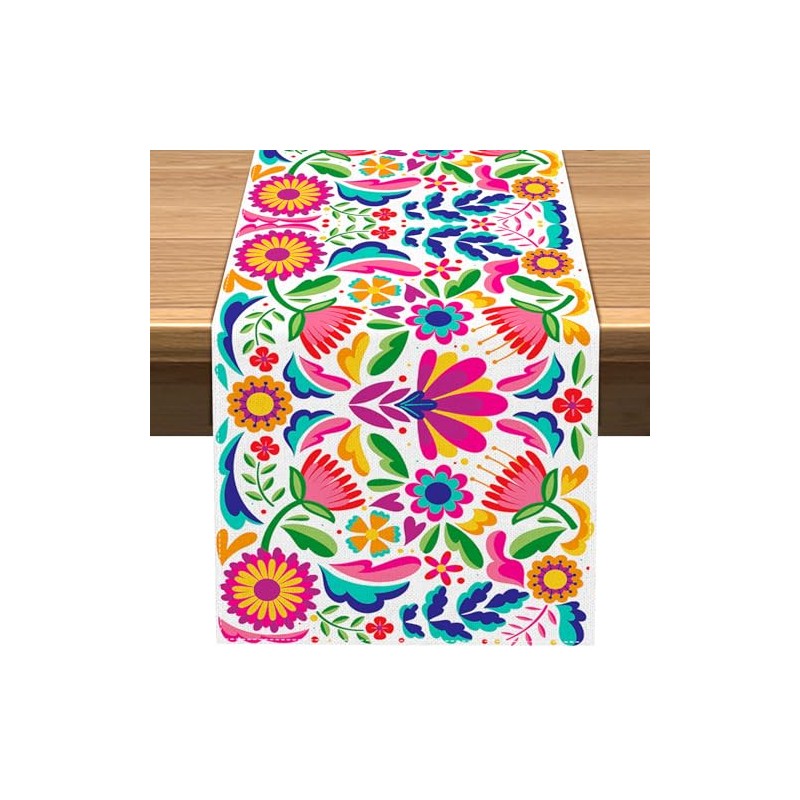 Vohado Camino de Mesa Floral Mexicano Día de los Muertos