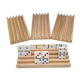 SUTIMSHE Bastidores de madera natural para dominó, juego de 4 bandejas para trenes mexicanos y otros juegos de dominó