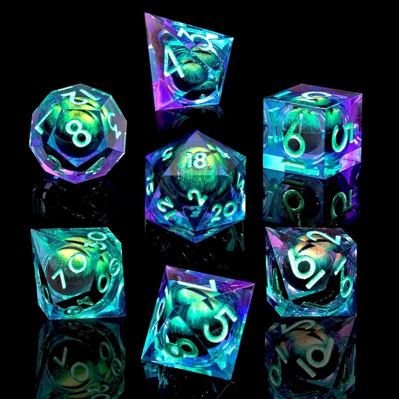 7 PCS Beholder's Dragon Eye DND Dice Set -Sharp Edge