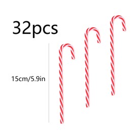 HERZWILD 32Pcs Christmas Candy Cane Hanging Ornaments Plastic Twisted Crutch Ornaments Christmas Tree Decoration for Christmas Party Supplies Xmas Crafts Indoor Outdoor Decor(no Holes red)