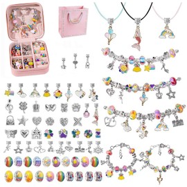VOSHOME 72 PCS Kit para Hacer Pulseras Niña, Pulseras Niña Manualidades, Kit de DIY Bisuteria de Collar, para Niñas Regalo para Día del Niño, Cumpleaños, Navidad, a Niñas 4-13 Años (Color)