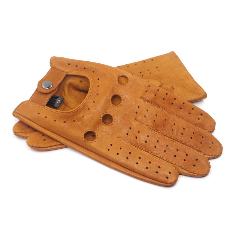 Harssidanzar GM026D Men's Car Gloves Leather Gloves Unlined, Tan