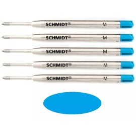 5 Pack - SCHMIDT P900 Parker Style Ballpoint Pen Refills - TURQUOISE, Medium