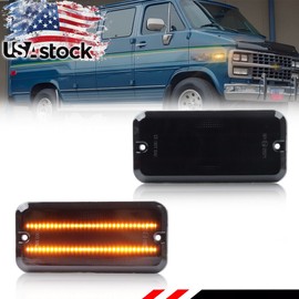 OFFKAT Smoked Amber LED Side Marker Lights For 85-95 Chevy G10 G20 GMC G1500 G2500 Van