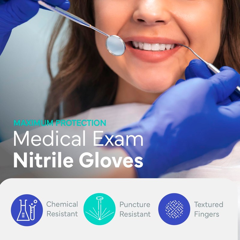 OWELL® Blue Medical Exam Nitrile Gloves Medium – 100 Count