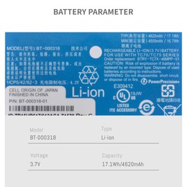 for Zebra Scanner Battery TC77 BT-000318, for Zebra TC77 TC70 TC70x TC72 TC75 TC75x TC700H TC700K TC77HL TC720L Barcode Scanner Battery BT-000318-01 82-171249-01 82-171249-02 BTRY-TC7X-46MA2 4620mAh