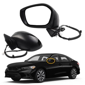 Dasbecan Driver Left Side Mirror Compatible with 2022-2025 Honda Civic With Power Glass, Manual Folding, Match to Crystal Black Pearl Replaces# HO1320350 76208T20A01 (3Pins)