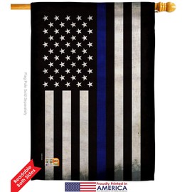 USA Thin Blue Line House Flags Pack First Responders Police Cop Law Enforcement Sheriff Officer Support Our Troops Small Decorative Gift Yard Banner Double-Sided Made In 28 X 40