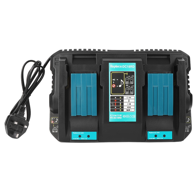 Double Battery Charger with USB Interface DC18RD Fit for Makita