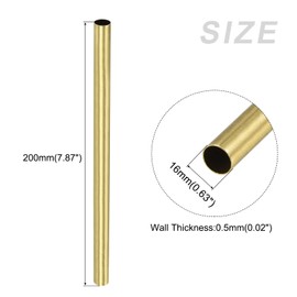 METALLIXITY Brass Tube 16mm Outside Diameter x 0.5mm Wall Thickness x 200mm Length 2pcs Straight Tube for Home Furnishing Machinery DIY Handicrafts