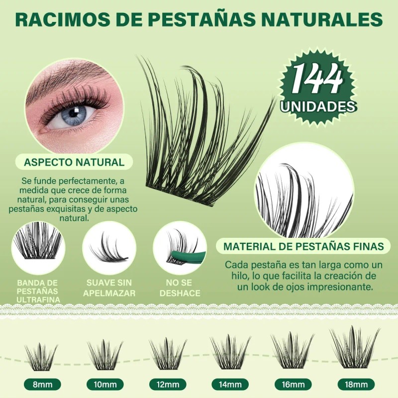 Extensiones De Pestañas N04 Postizas Naturales Kit Completo